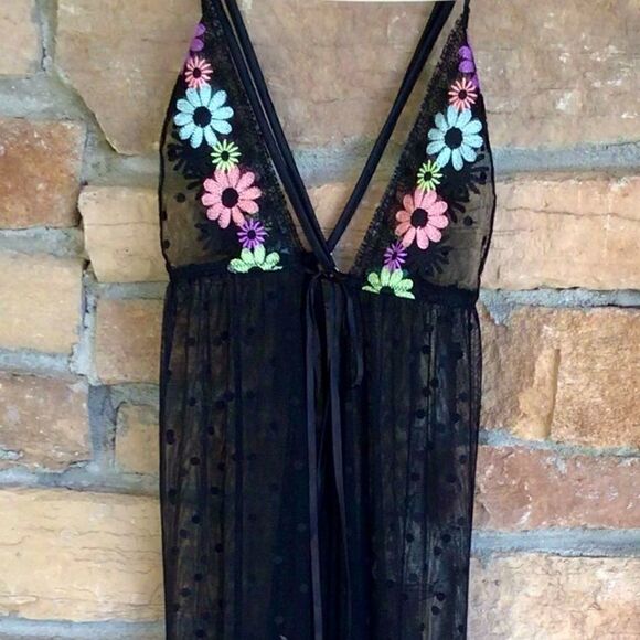 SAVAGE X FENTY (2 PC SET) SHEER BLACK ROBE (L) & BRA (32D) NWT - Picture 9 of 16